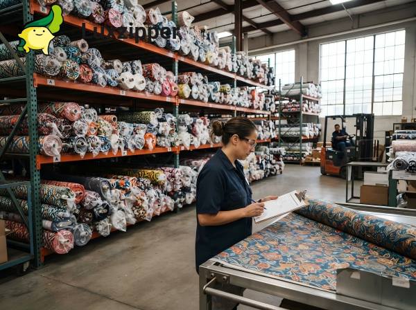 Rolls of freshly printed fabric