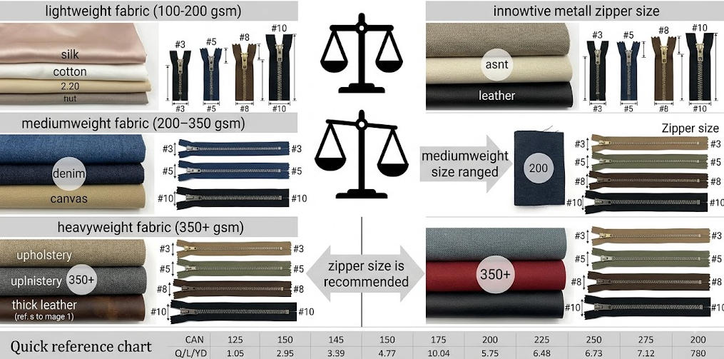 Balance Fabric Weight and Metal Zipper Size