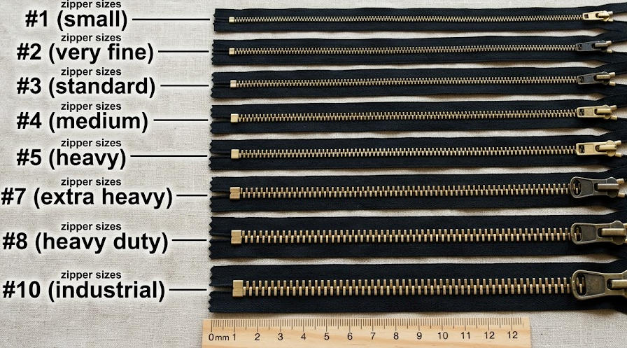 Common Zipper Sizes