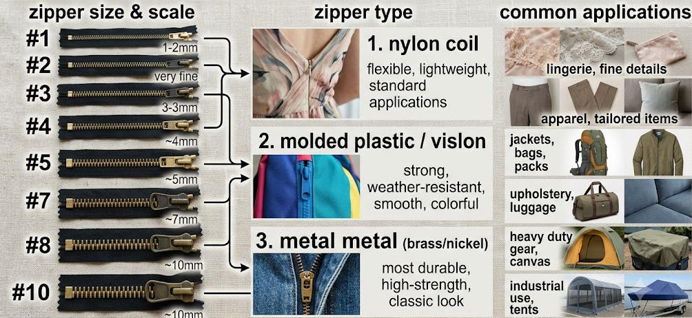 Matching Zipper Size with Zipper Type