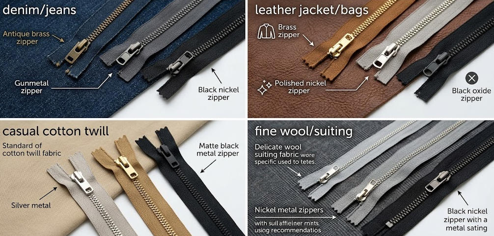 Select Metal Zippers for Different Fabrics