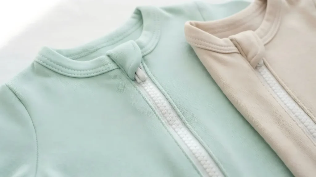 baby clothing with soft nylon zippers