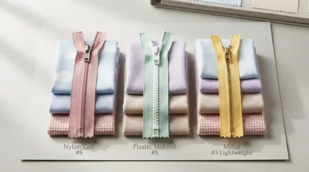 three zipper types used in children's clothing