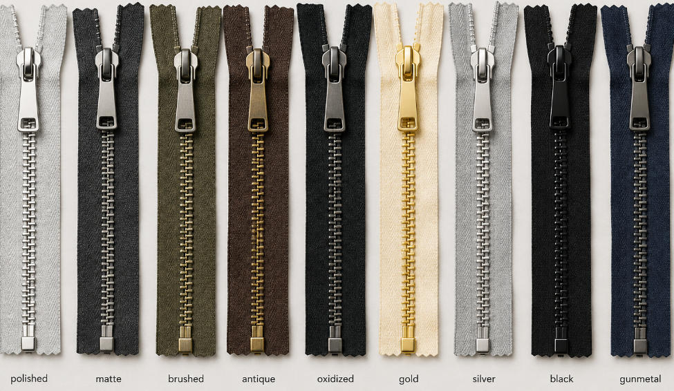 Different Types of Metal Zipper Finishes