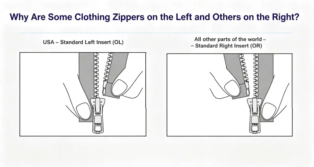 Opening Direction of a Zipper