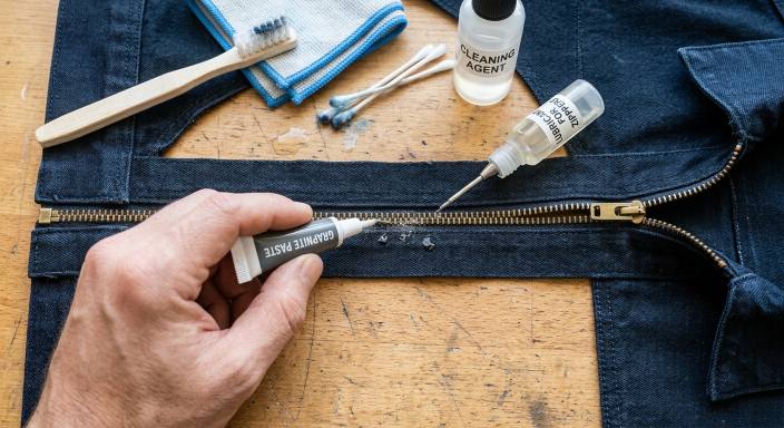metal zipper being cleaned