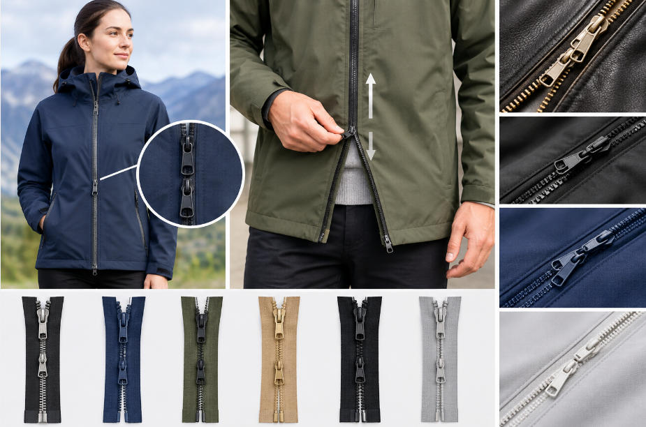 two-way zippers for jackets